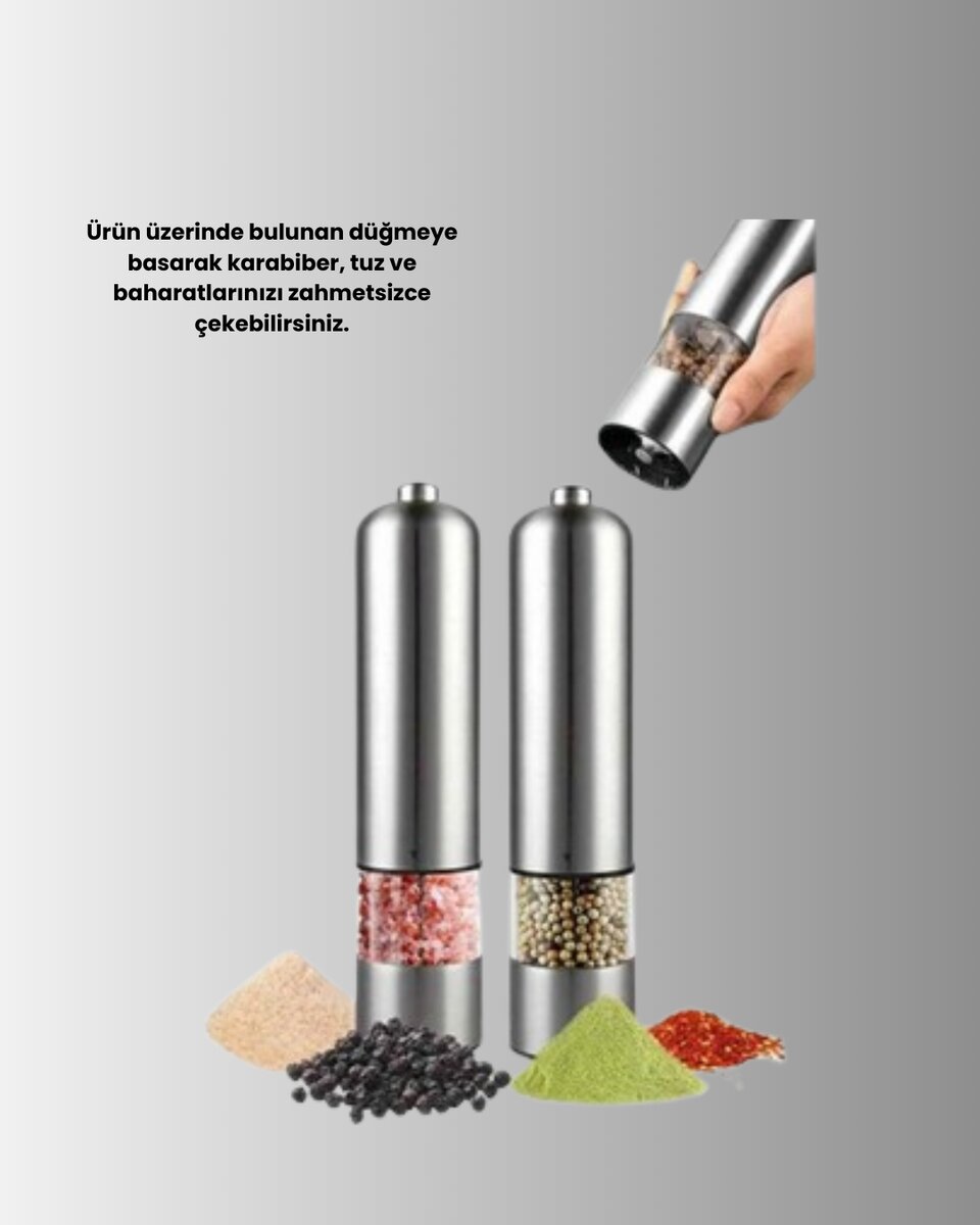 Otomatik Baharat Değirmeni Paslanmaz Gövde Ergonomik Tasarım 3 Otomatik Baharat Değirmeni Paslanmaz Gövde Ergonomik Tasarım - Görsel 3