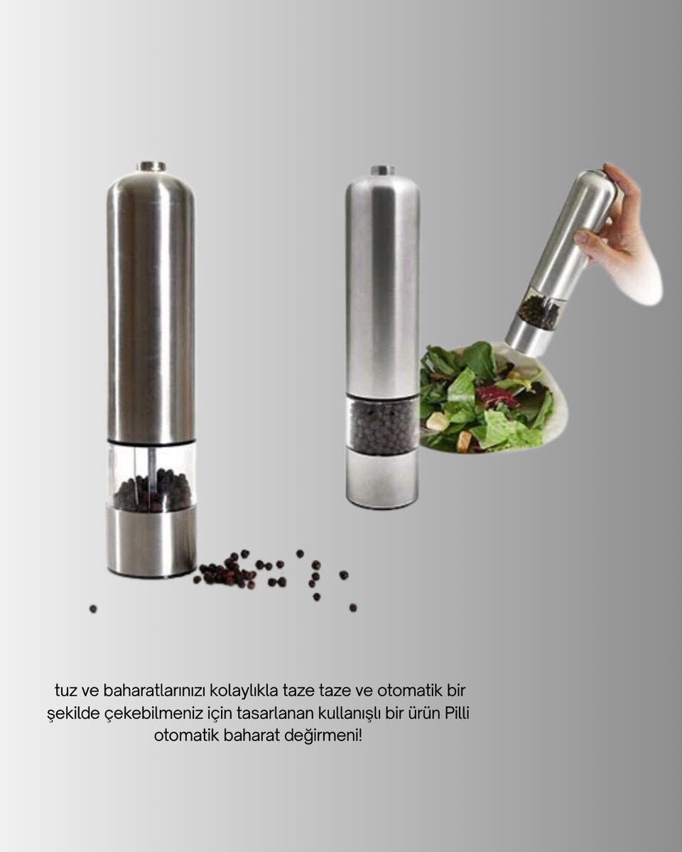 Otomatik Baharat Değirmeni Paslanmaz Gövde Ergonomik Tasarım 4 Otomatik Baharat Değirmeni Paslanmaz Gövde Ergonomik Tasarım - Görsel 4