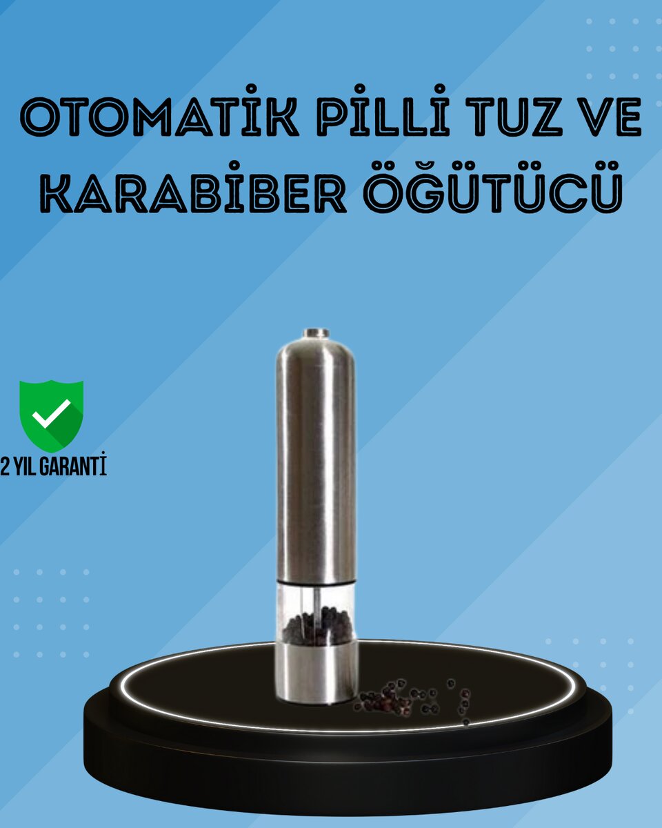Pilli Baharat Değirmeni Karabiber Tuz ve Baharat Öğütücü 1 Pilli Baharat Değirmeni Karabiber Tuz ve Baharat Öğütücü