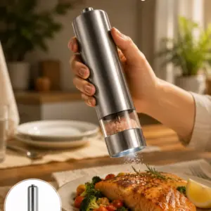 Tek Elle Kullanılan Otomatik Baharat Değirmeni Işıklı Sistem Yeni Nesil
