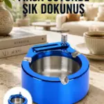 Masa Üstü Çakmaklı Küllük Paslanmaz Metal Gövde Yeni Nesil