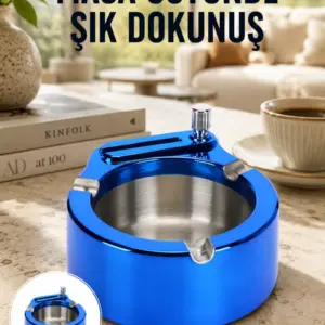 Masa Üstü Çakmaklı Küllük Paslanmaz Metal Gövde Yeni Nesil