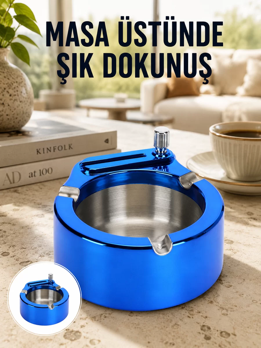 Masa Üstü Çakmaklı Küllük Paslanmaz Metal Gövde Yeni Nesil 1 Masa Üstü Çakmaklı Küllük Paslanmaz Metal Gövde Yeni Nesil