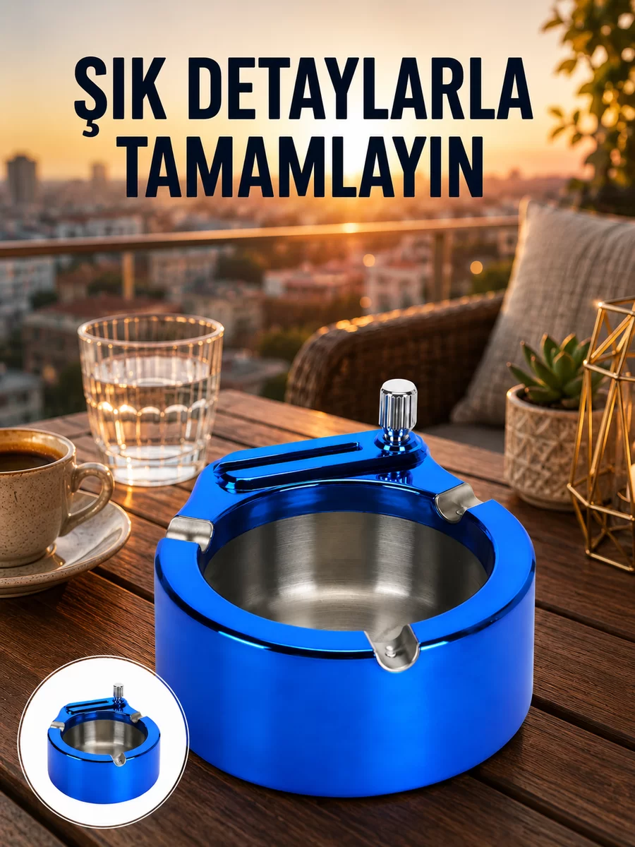 Yuvarlak Metal Küllük Çakmak Entegreli Dayanıklı Yapı Yeni Nesil 1 Yuvarlak Metal Küllük Çakmak Entegreli Dayanıklı Yapı Yeni Nesil