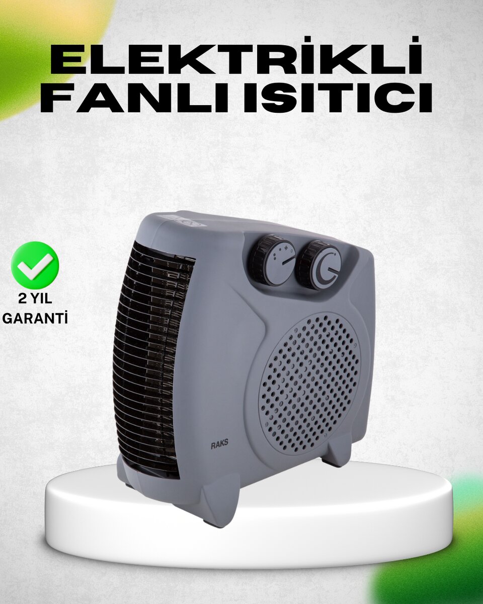 Fanlı Elektrikli Isıtıcı Termostatlı Güvenli Yanmaz Plastik Gövde 1 Fanlı Elektrikli Isıtıcı Termostatlı Güvenli Yanmaz Plastik Gövde