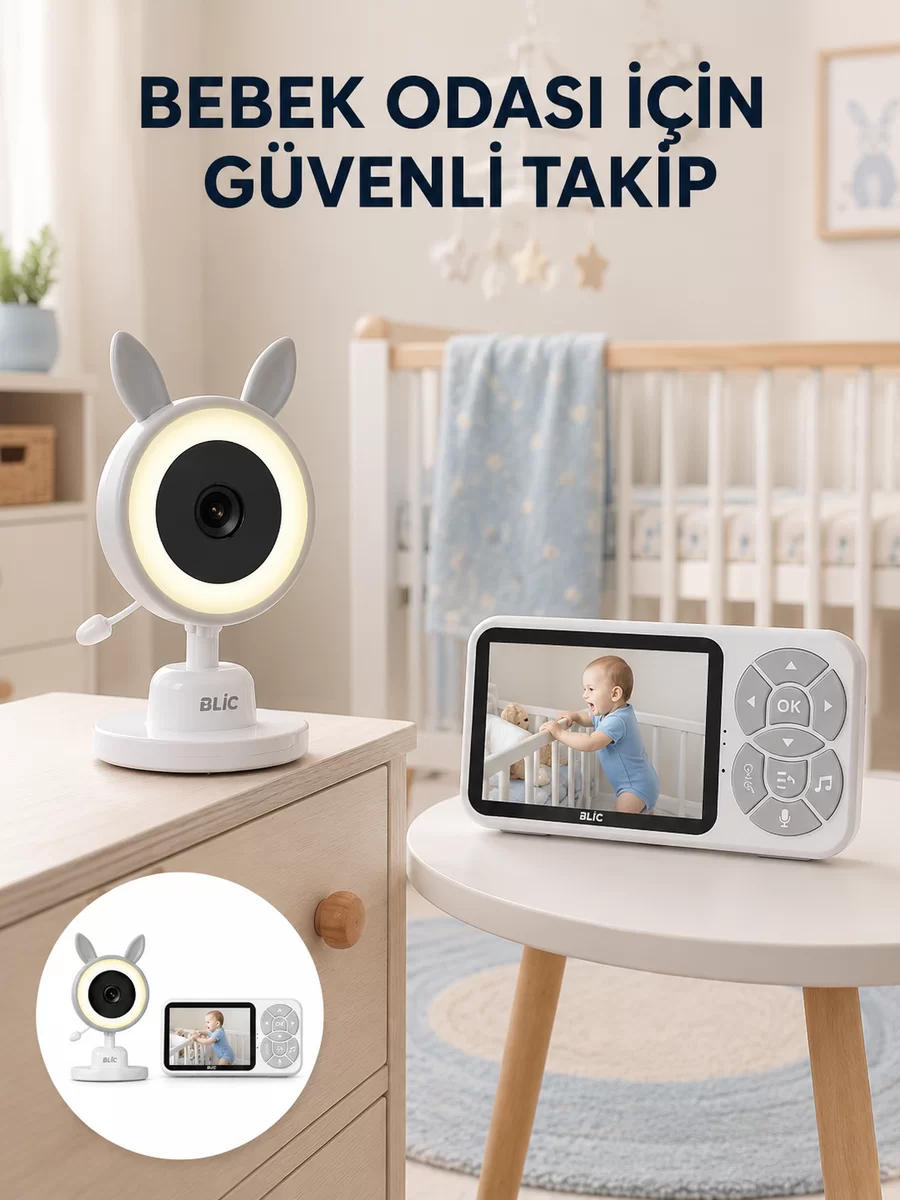 Karşılıklı Sesli Bebek Kamerası 4x Zoom Sıcaklık Sensörlü Yeni Nesil 1 Karşılıklı Sesli Bebek Kamerası 4x Zoom Sıcaklık Sensörlü Yeni Nesil