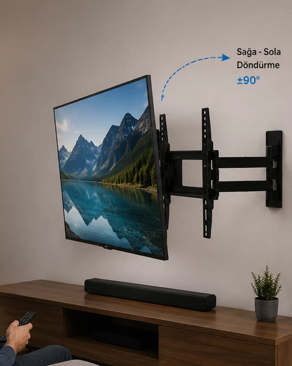 LCD LED TV Duvar Aparatı Çift Kollu Hareketli Askı Sistemi 1 LCD LED TV Duvar Aparatı Çift Kollu Hareketli Askı Sistemi