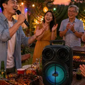 RGB Işıklı Bluetooth Karaoke Hoparlör Mikrofonlu USB TF Kart Destekli Taşınabilir Speaker