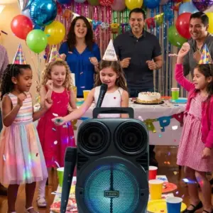 Kablosuz Karaoke Hoparlör Mikrofonlu RGB Işıklı Bluetooth Speaker USB TF Kart Destekli