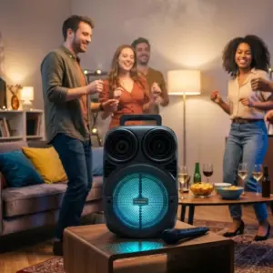 Bluetooth Taşınabilir Karaoke Hoparlör 6.5 İnç Mikrofonlu RGB Işıklı USB TF Kart Destekli
