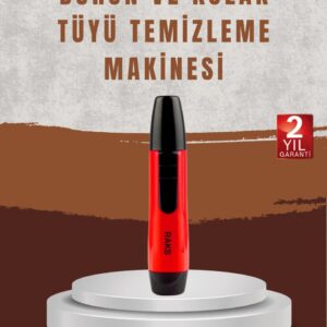 Raks Leo Burun Kulak Tüy Alma Makinesi 45 dk Şarj Süreli Kırmızı