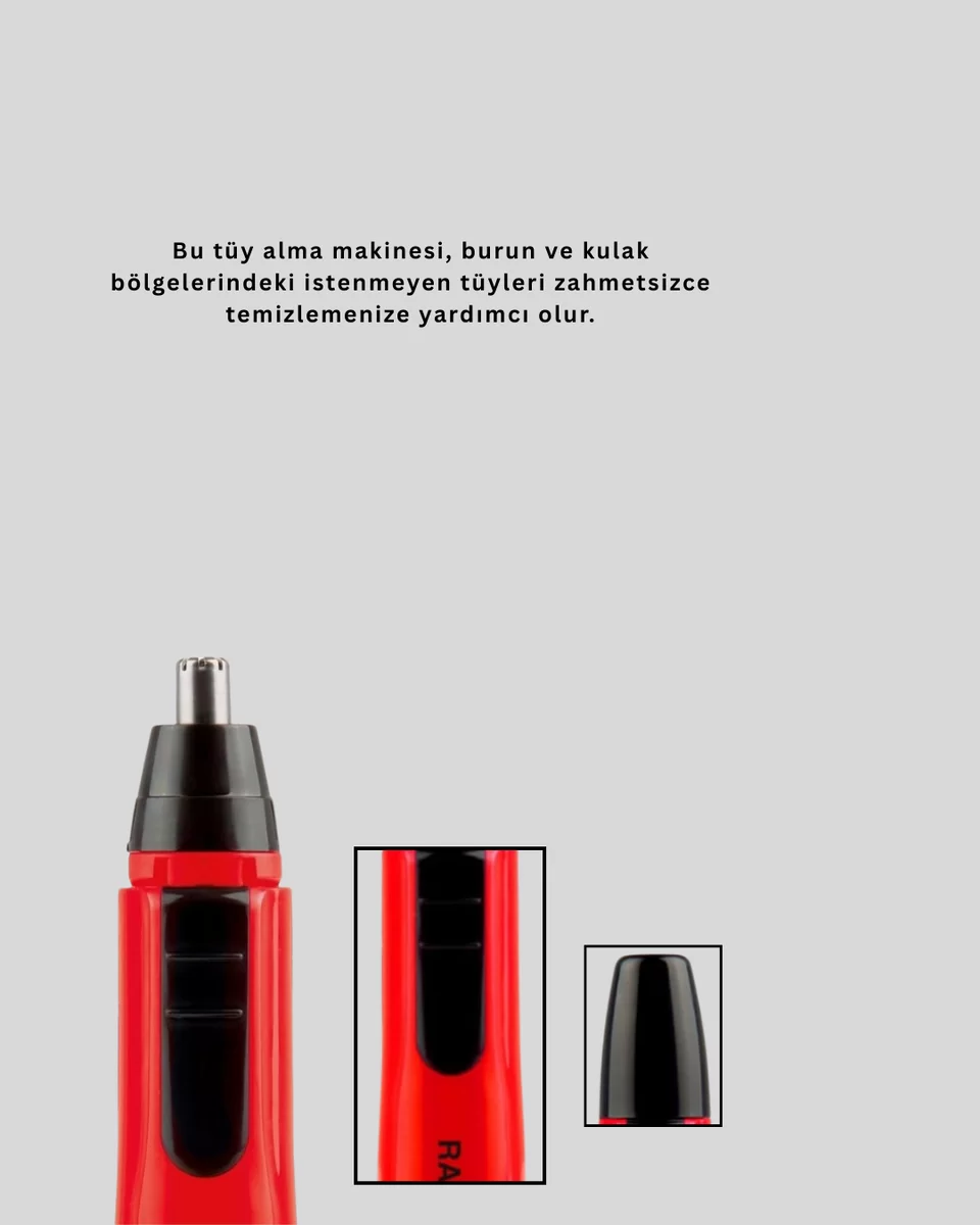 Kulak Burun Tüy Temizleme Makinası Pilli Kırmızı Ergonomik Yeni Nesil 3 Kulak Burun Tüy Temizleme Makinası Pilli Kırmızı Ergonomik Yeni Nesil - Görsel 3