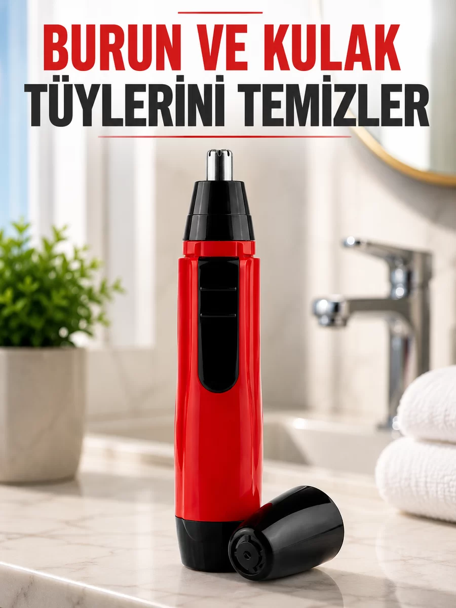 Kulak Burun Tüy Temizleme Makinası Pilli Kırmızı Ergonomik Yeni Nesil 1 Kulak Burun Tüy Temizleme Makinası Pilli Kırmızı Ergonomik Yeni Nesil