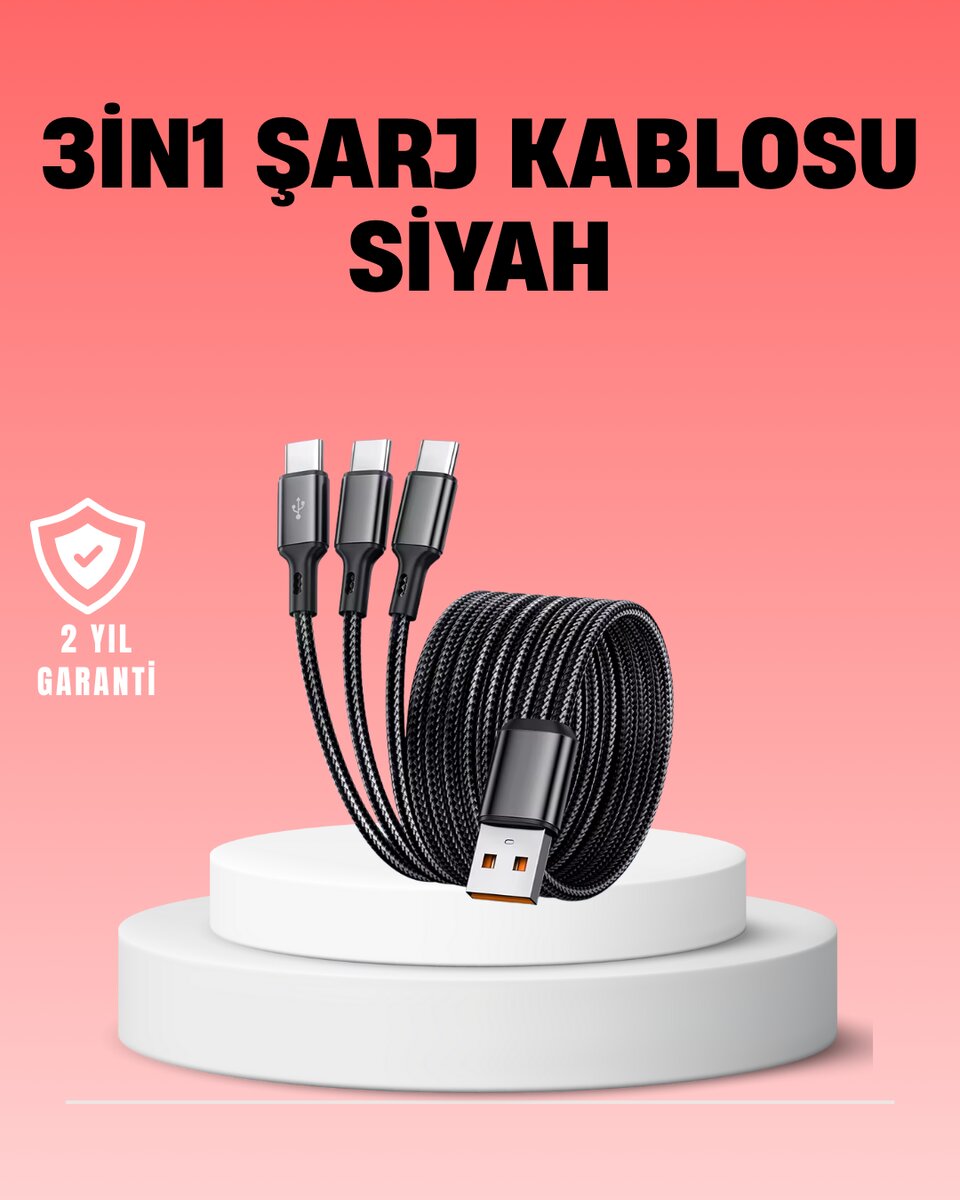 Çoklu USB Şarj Kablosu – 12m Hızlı Şarj 3A Güçlü Akım 1 Çoklu USB Şarj Kablosu – 12m Hızlı Şarj 3A Güçlü Akım