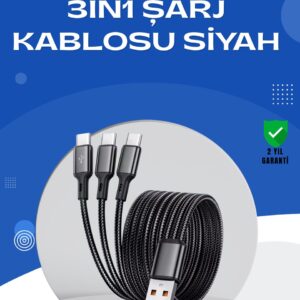 Haydiburaya 15 Evrensel 3 Başlıklı Şarj Kablosu – iPhone Huawei Samsung İçin