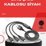 Dayanıklı Metal Başlıklı 3’ü 1 Arada Şarj Kablosu – Tüm Cihazlarla Uyumlu