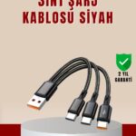 3’ü 1 Arada Hızlı Şarj Kablosu – iOS Android Type-C Uyumlu