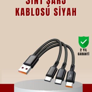 3’ü 1 Arada Hızlı Şarj Kablosu – iOS Android Type-C Uyumlu