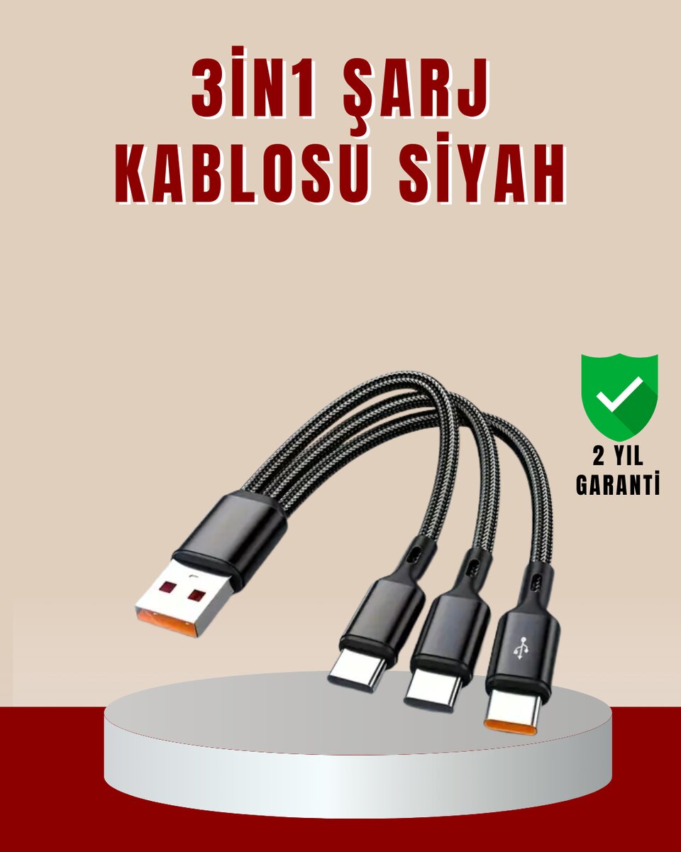 3’ü 1 Arada Hızlı Şarj Kablosu – iOS Android Type-C Uyumlu 1 3’ü 1 Arada Hızlı Şarj Kablosu – iOS Android Type-C Uyumlu