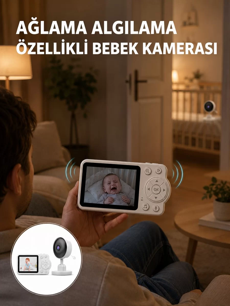 WiFi Gerektirmeyen Dijital Şifrelemeli Bebek Monitörü Yeni Nesil 1 WiFi Gerektirmeyen Dijital Şifrelemeli Bebek Monitörü Yeni Nesil
