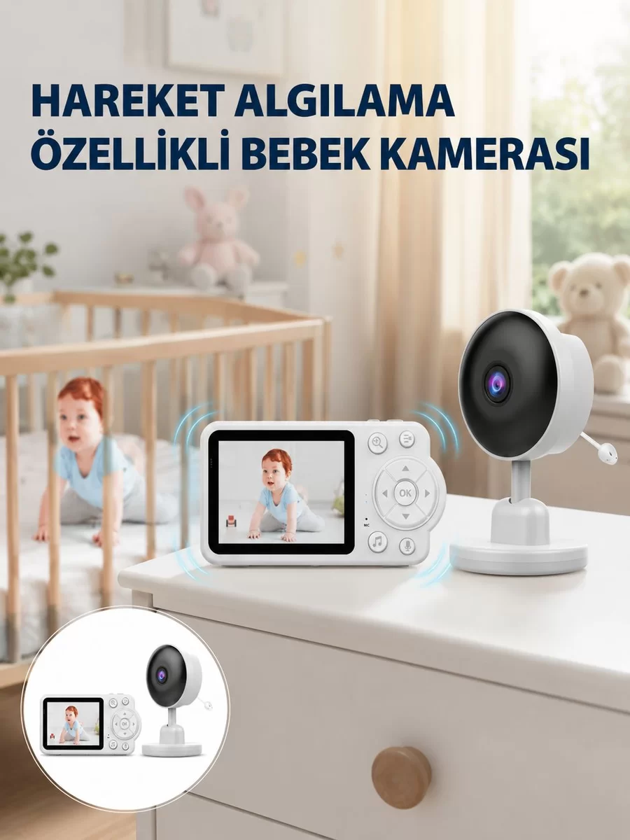 Gece Görüşlü Bebek Kamerası Ninni ve Alarm Özellikli Yeni Nesil 1 Gece Görüşlü Bebek Kamerası Ninni ve Alarm Özellikli Yeni Nesil