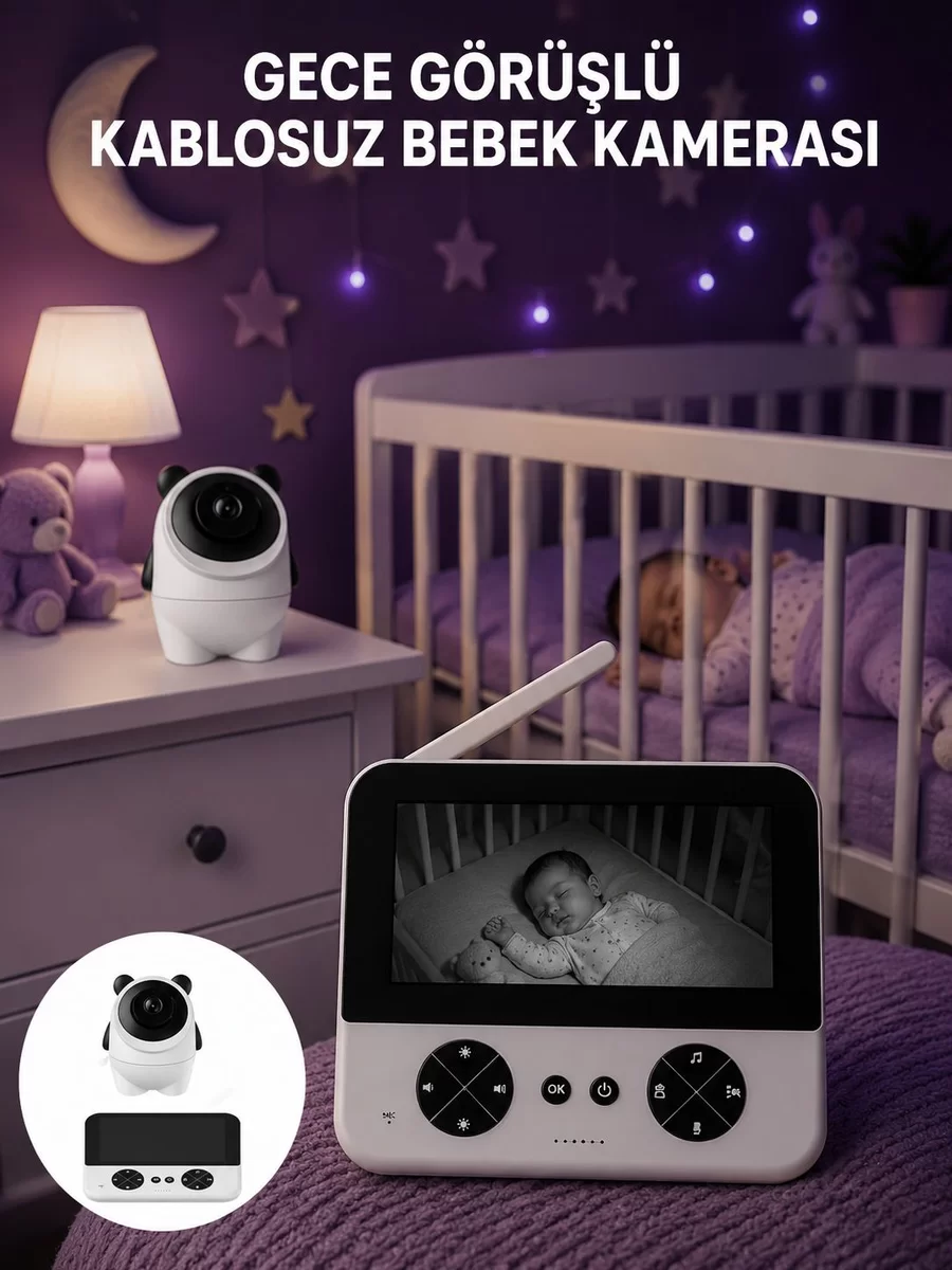 Kablosuz Bebek Kamera Sistemi Ninni ve Alarm Özellikli Yeni Nesil 1 Kablosuz Bebek Kamera Sistemi Ninni ve Alarm Özellikli Yeni Nesil