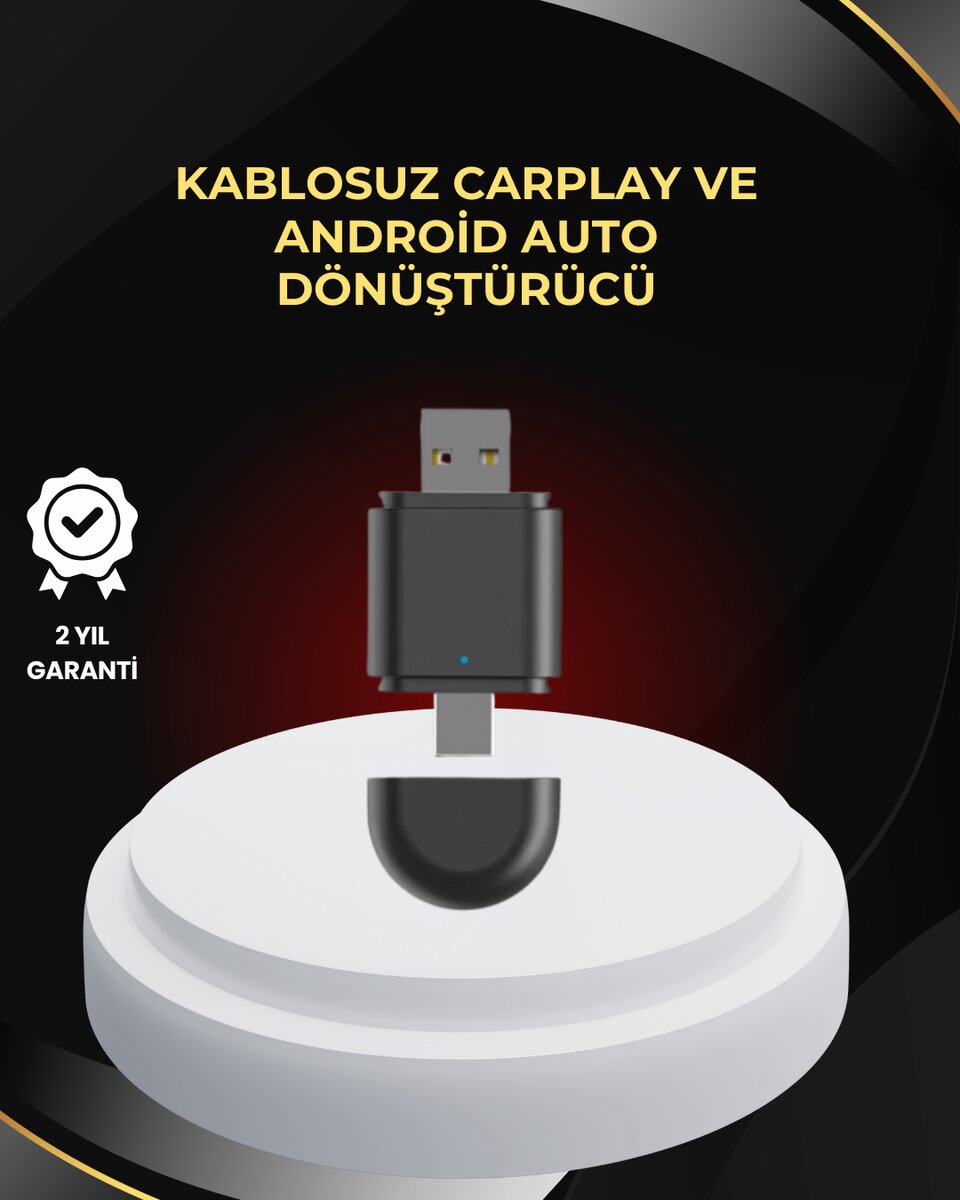 Kablosuz CarPlay ve Android Auto Dönüştürücü – USB-A & Type-C Girişli Akıllı Adaptör 1 Kablosuz CarPlay ve Android Auto Dönüştürücü – USB-A & Type-C Girişli Akıllı Adaptör