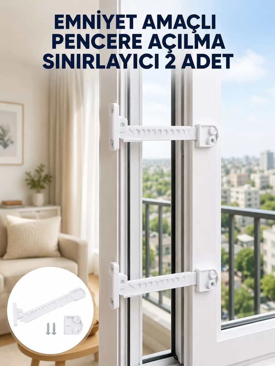 Emniyet Amaçlı Pencere Açılma Sınırlayıcı Aparat 2 Adet Yeni Nesil 1 Emniyet Amaçlı Pencere Açılma Sınırlayıcı Aparat 2 Adet Yeni Nesil