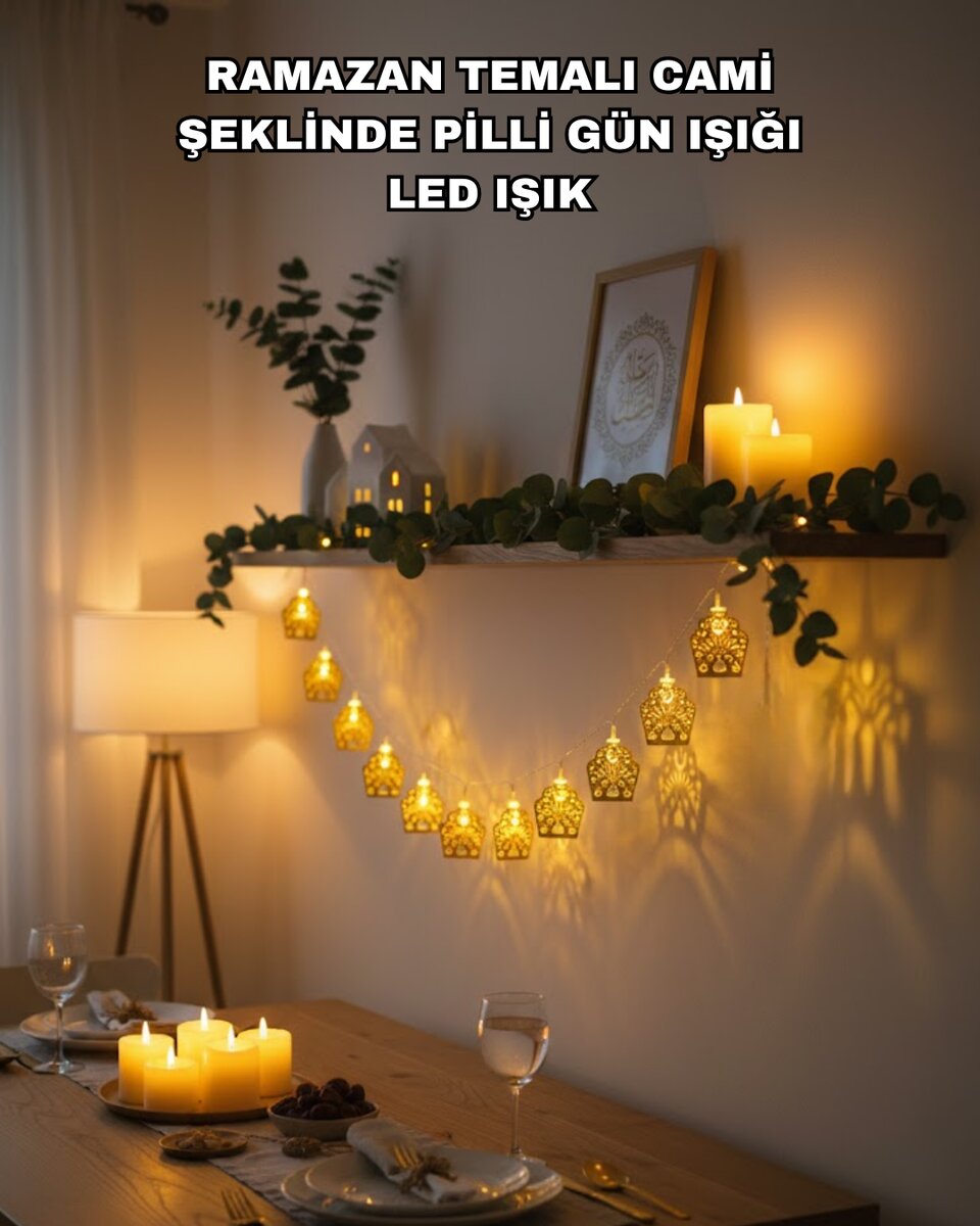 Ramazan Bayram Süslemesi İçin LED Işık Cami Figürlü Dekoratif Tasarım 1 Ramazan Bayram Süslemesi İçin LED Işık Cami Figürlü Dekoratif Tasarım