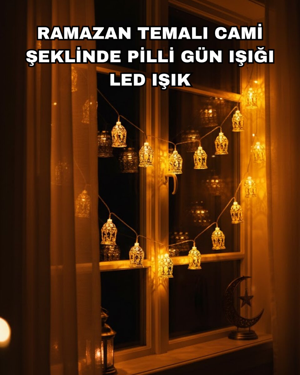 Ev Dekoru İçin Ramazan LED Işık Pilli Sıcak Sarı Cami Figürlü 1 Ev Dekoru İçin Ramazan LED Işık Pilli Sıcak Sarı Cami Figürlü