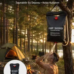 Taşınabilir Kamp Duşu Solar Isıtmalı 20 Litre Su Kapasiteli Hijyen Çözümü Yeni Nesil
