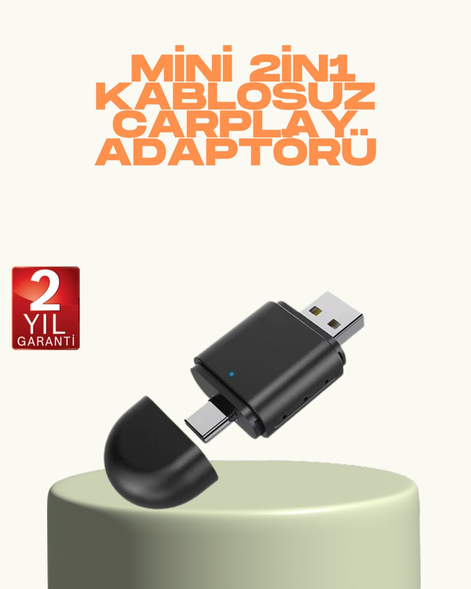 Kablosuz CarPlay ve Android Auto Adaptörü – USB-A & Type-C Girişli Akıllı Dönüştürücü 1 Kablosuz CarPlay ve Android Auto Adaptörü – USB-A & Type-C Girişli Akıllı Dönüştürücü