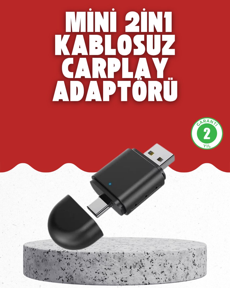 Kablosuz CarPlay Dönüştürücü – Akıllı Tak & Çalıştır Araç Adaptörü 1 Kablosuz CarPlay Dönüştürücü – Akıllı Tak & Çalıştır Araç Adaptörü