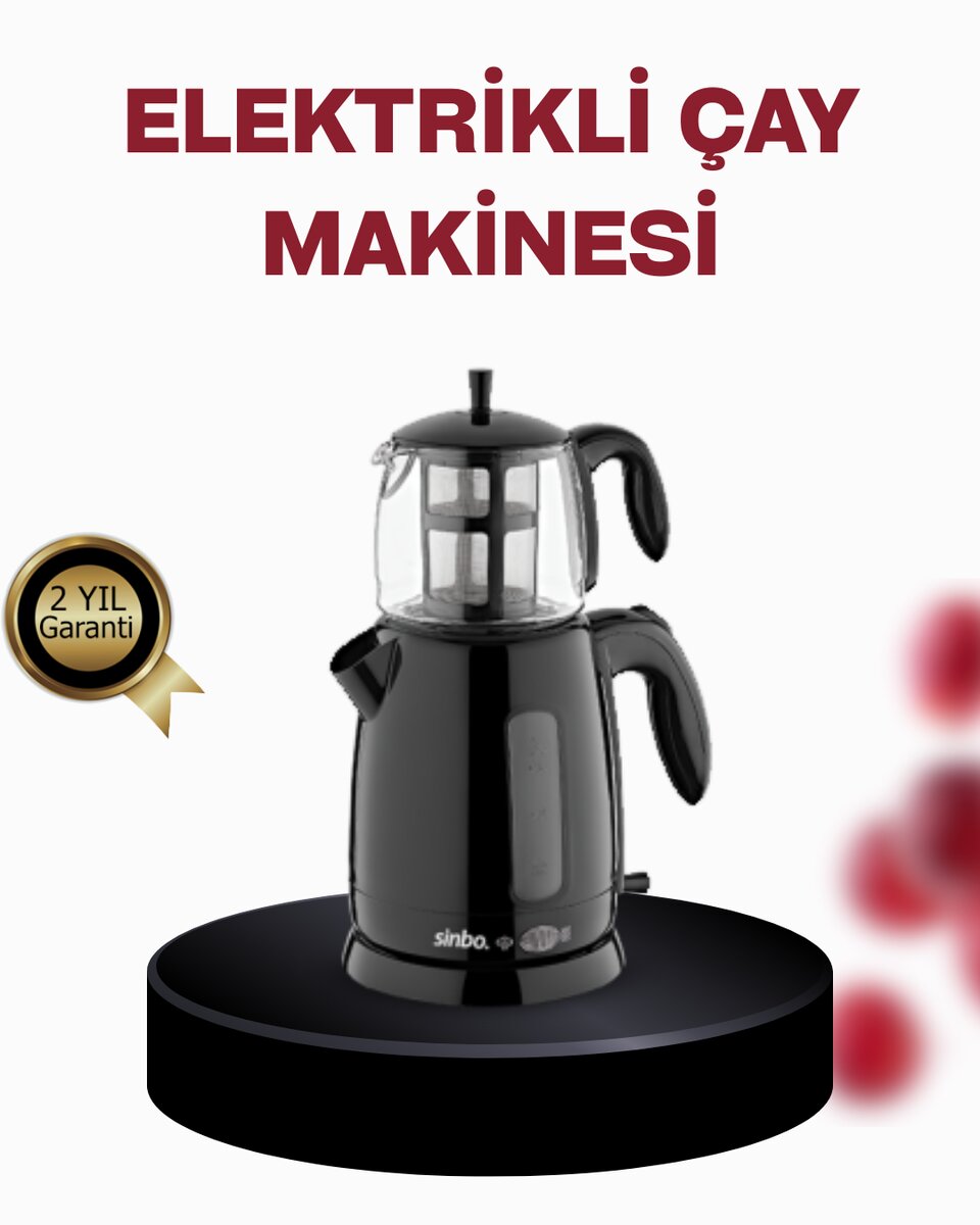 Cam Demlikli 20 Bardak Kapasiteli Elektrikli Çaycı 1 Cam Demlikli 20 Bardak Kapasiteli Elektrikli Çaycı