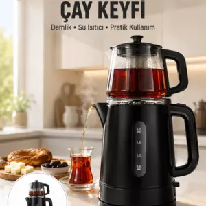 09 L Cam Demlik ve 17 L Su Haznesi ile Çay Keyfi Yeni Nesil