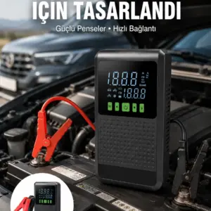 4’ü 1 Arada Jump Starter Hava Kompresörü Powerbank ve LED Fener Yeni Nesil
