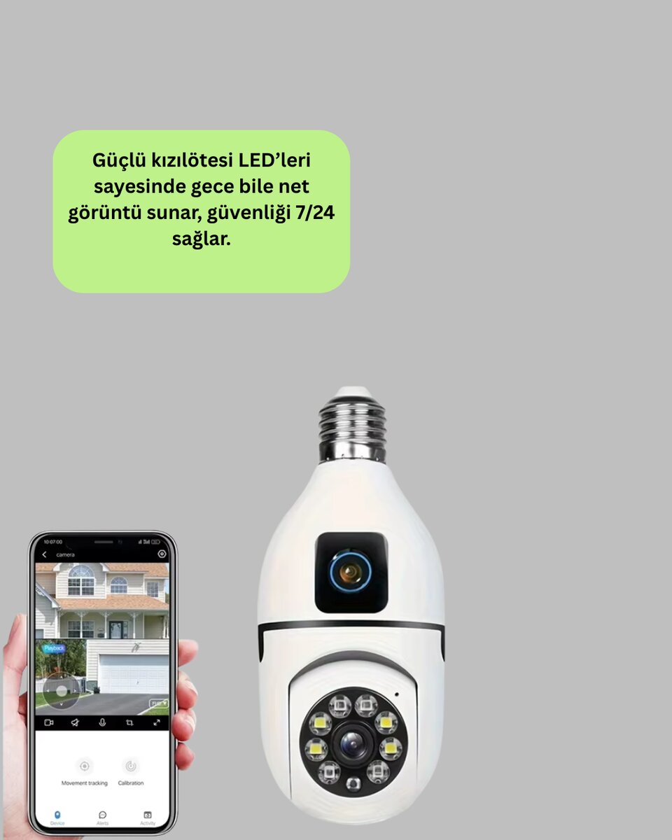 İki Yönlü Sesli WiFi Kamera – Ampul Tipi Ev ve Ofis Güvenlik Kamerası 3 İki Yönlü Sesli WiFi Kamera – Ampul Tipi Ev ve Ofis Güvenlik Kamerası - Görsel 3