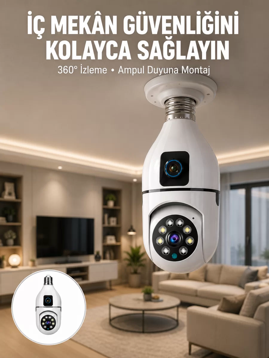 Tak Çalıştır Ampul Kamera – Full HD 1080P Kablosuz Güvenlik Çözümü Yeni Nesil 1 Tak Çalıştır Ampul Kamera – Full HD 1080P Kablosuz Güvenlik Çözümü Yeni Nesil