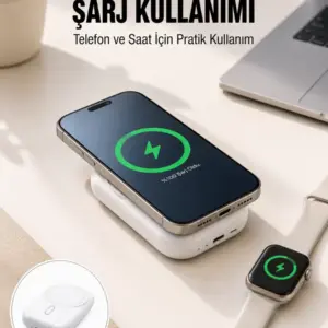 Haydiburaya 12 Akıllı Saat ve Telefon Uyumlu 4’ü 1 Arada Powerbank 10000 mAh Yeni Nesil