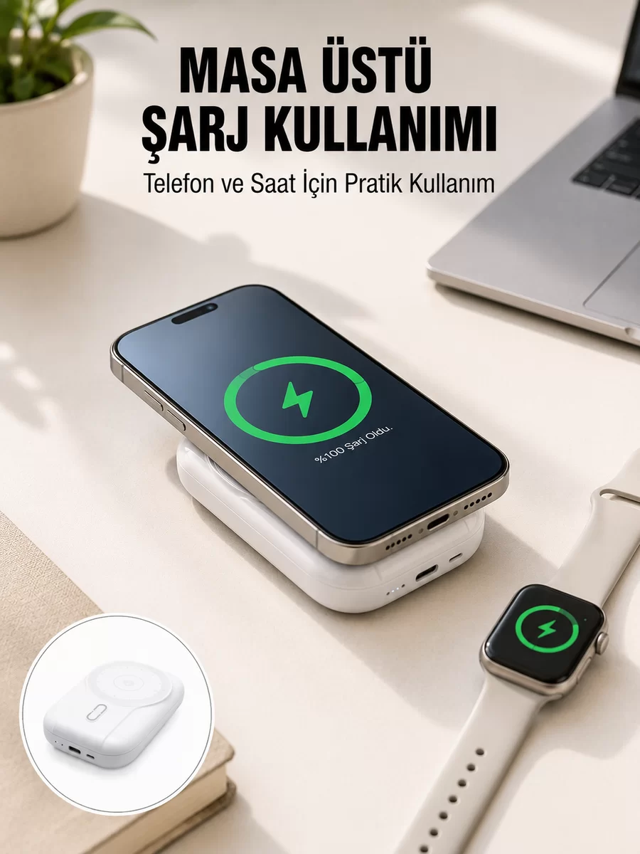 Akıllı Saat ve Telefon Uyumlu 4’ü 1 Arada Powerbank 10000 mAh Yeni Nesil 1 Akıllı Saat ve Telefon Uyumlu 4’ü 1 Arada Powerbank 10000 mAh Yeni Nesil