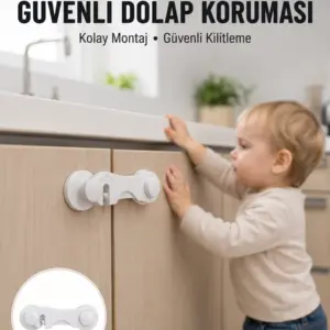 4 Adet Dolap ve Çekmece Emniyet Kilidi Çift Taraflı Bantlı Güvenli Tasarım Yeni Nesil