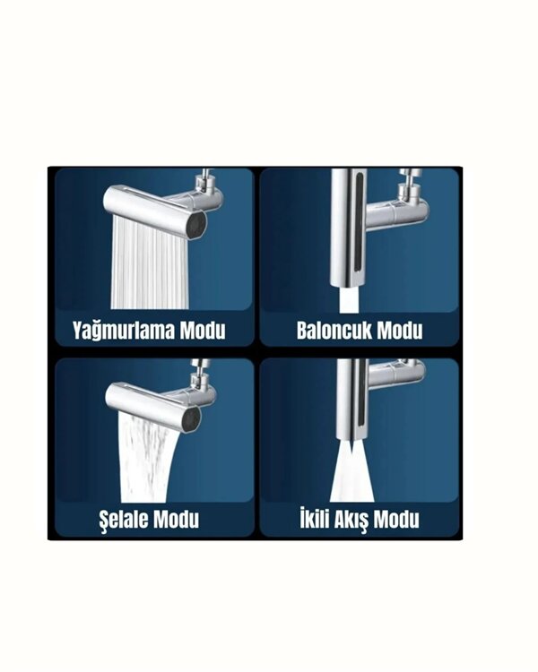 Çok Fonksiyonlu Musluk Başlığı | 4 Su Modu | Geniş Uyumlu Adaptör Seti | Mutfak ve Banyo Uyumlu 4 Çok Fonksiyonlu Musluk Başlığı | 4 Su Modu | Geniş Uyumlu Adaptör Seti | Mutfak ve Banyo Uyumlu - Görsel 4