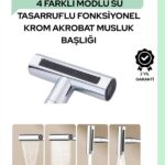 Çok Fonksiyonlu Musluk Başlığı | 4 Su Modu | Geniş Uyumlu Adaptör Seti | Mutfak ve Banyo Uyumlu