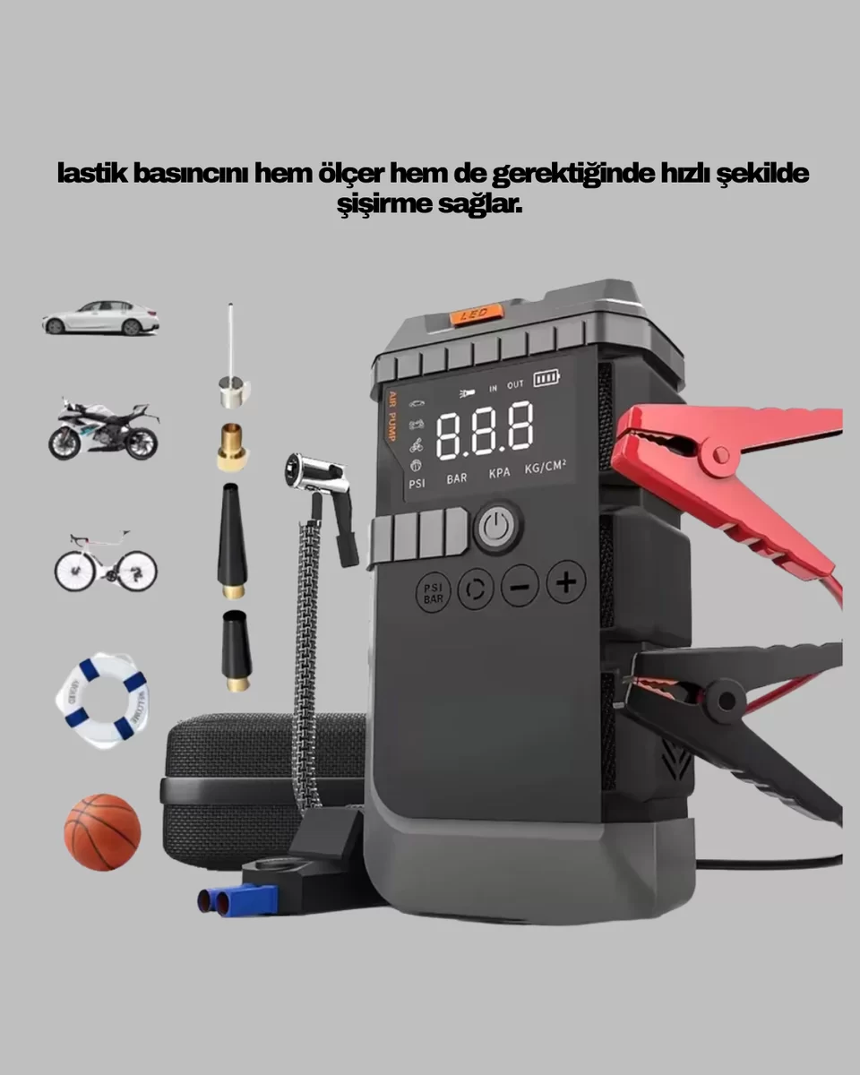 Işıklı Hava Kompresörlü Taşınabilir Akü Takviye Ünitesi Yeni Nesil 3 Işıklı Hava Kompresörlü Taşınabilir Akü Takviye Ünitesi Yeni Nesil - Görsel 3
