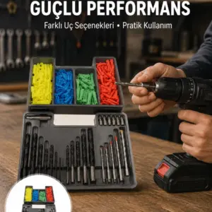 Kapsamlı Matkap Ucu Seti Organizer Kutulu Ahşap Metal Beton Delme Yeni Nesil