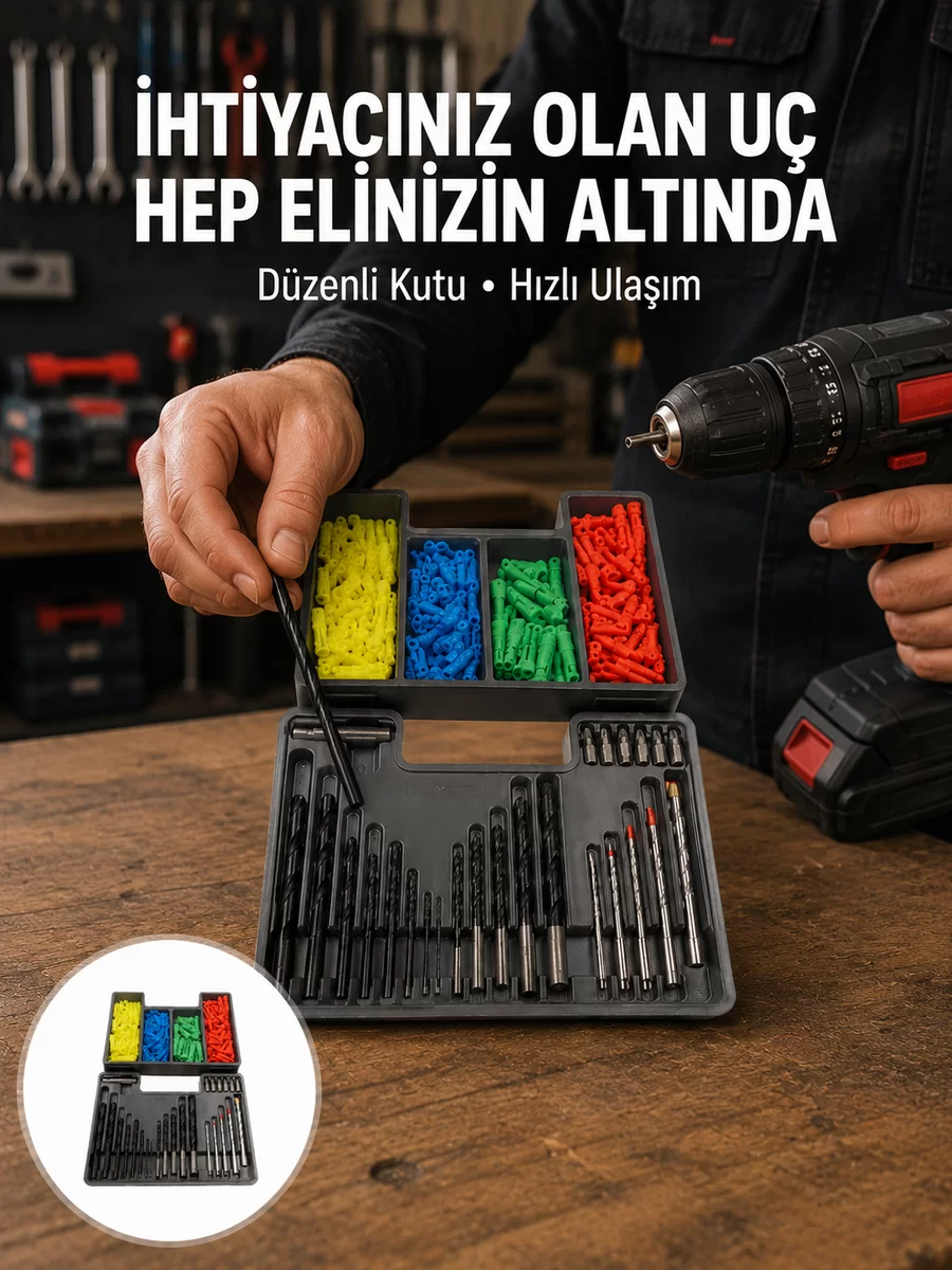 Matkap Ucu Seti 24 Parça Organizer Kutulu Ahşap Metal Beton Uyumlu Yeni Nesil 1 Matkap Ucu Seti 24 Parça Organizer Kutulu Ahşap Metal Beton Uyumlu Yeni Nesil