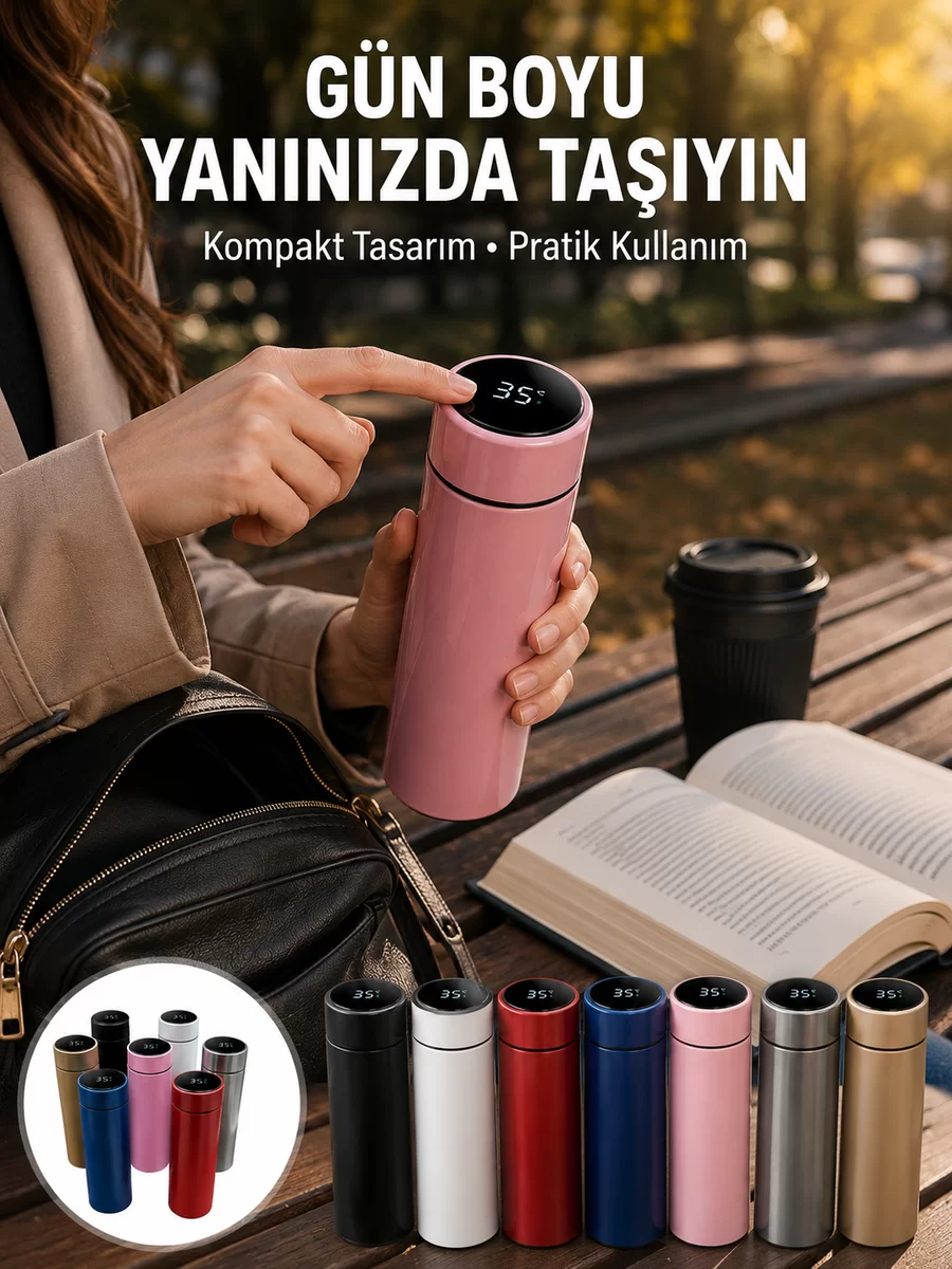 LED Sıcaklık Ölçerli 250 ml Yalıtımlı Termos Şişe Yeni Nesil 1 LED Sıcaklık Ölçerli 250 ml Yalıtımlı Termos Şişe Yeni Nesil