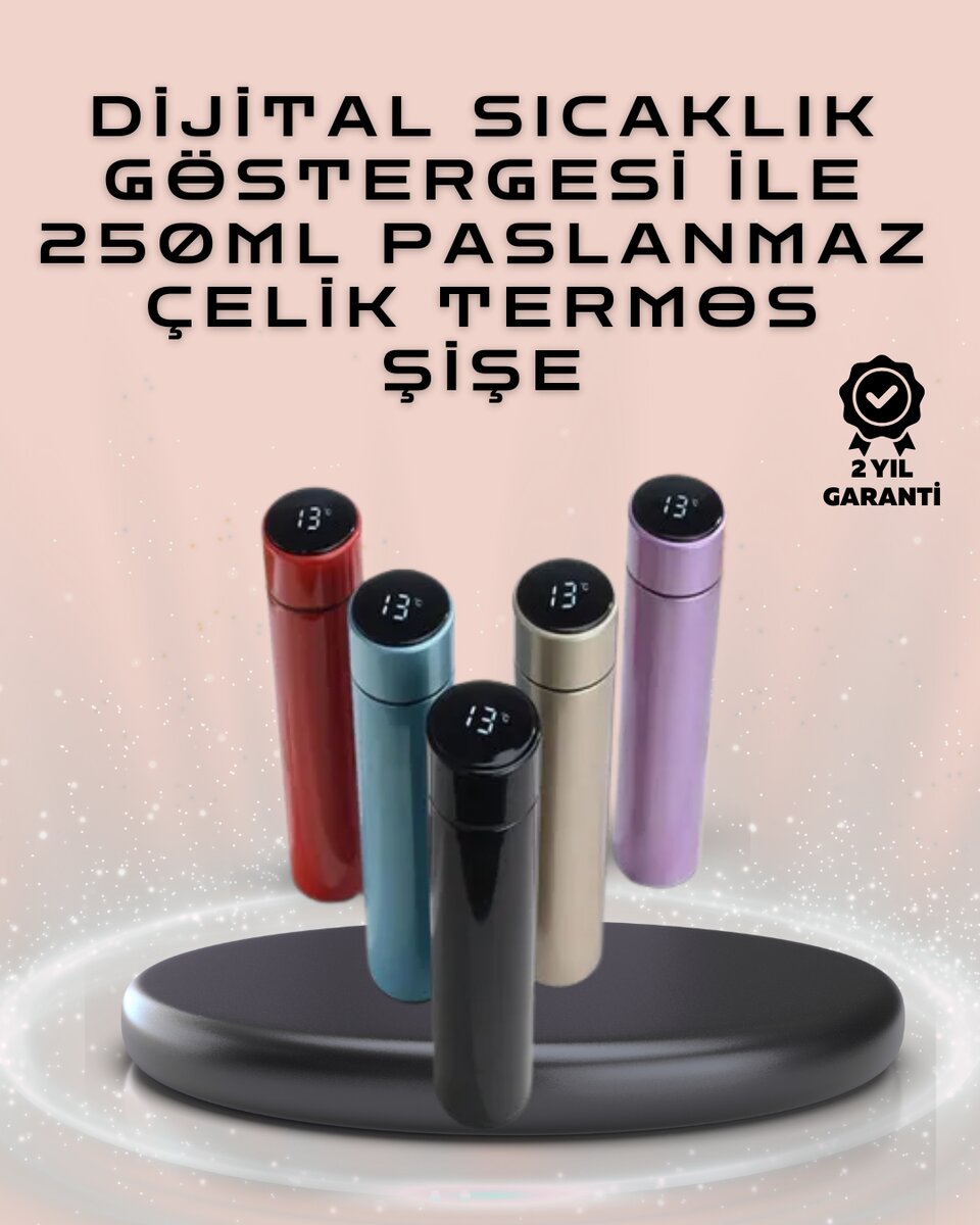 250ml LED Ekranlı Paslanmaz Çelik Akıllı Termos 1 250ml LED Ekranlı Paslanmaz Çelik Akıllı Termos