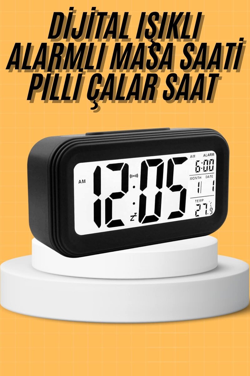 Dijital Masa Saati Takvim Çalar Saat Alarmlı Işıklı Led Ekran Pilli 1 Dijital Masa Saati Takvim Çalar Saat Alarmlı Işıklı Led Ekran Pilli