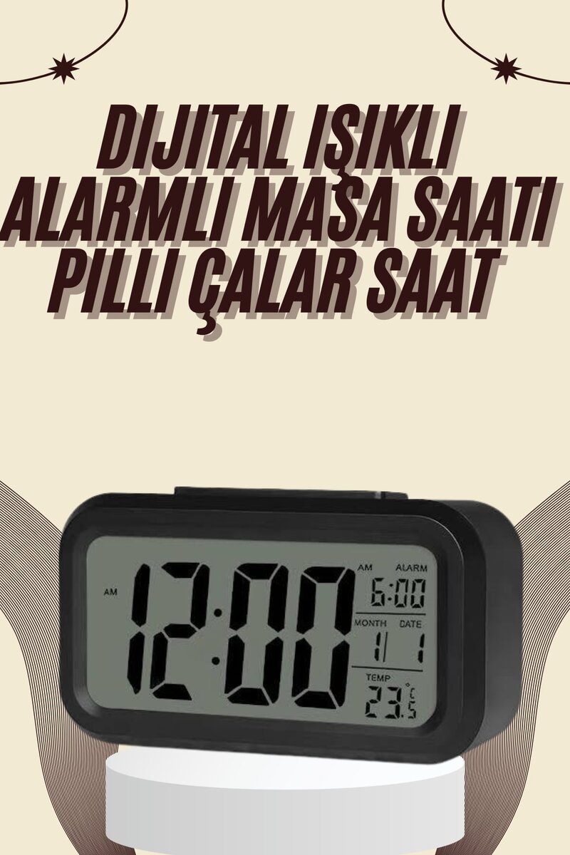 Dijital Masa Saati Termometreli Takvim Çalar Saat Led Ekran Pilli 1 Dijital Masa Saati Termometreli Takvim Çalar Saat Led Ekran Pilli